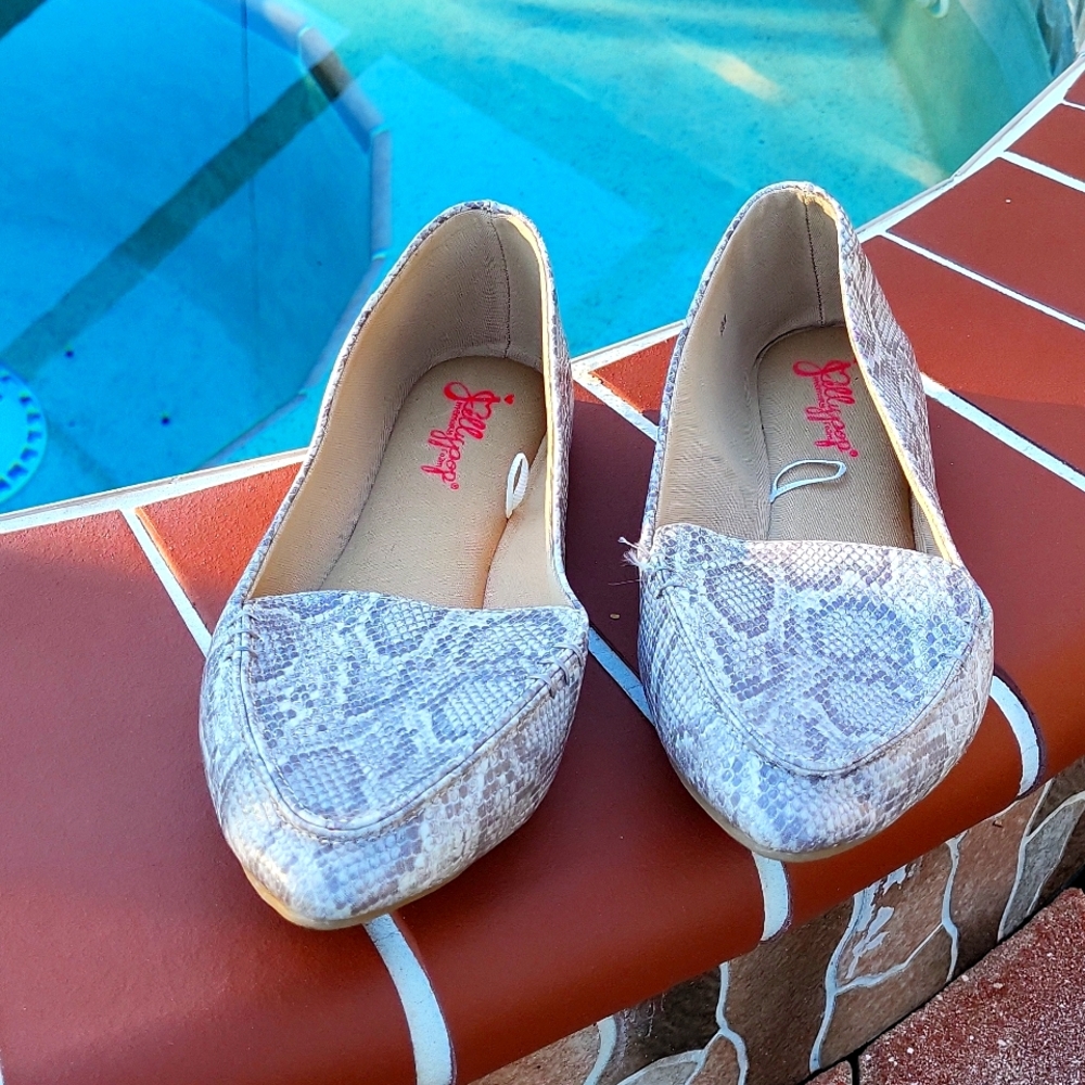 Snake Print Flats, Size 8 1/2